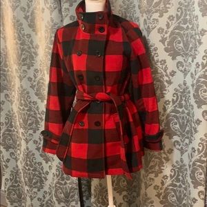 Ike Behar Red and Black Plaid Jacket